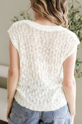 Notched Cap Sleeve Knit Top OutfitFlow